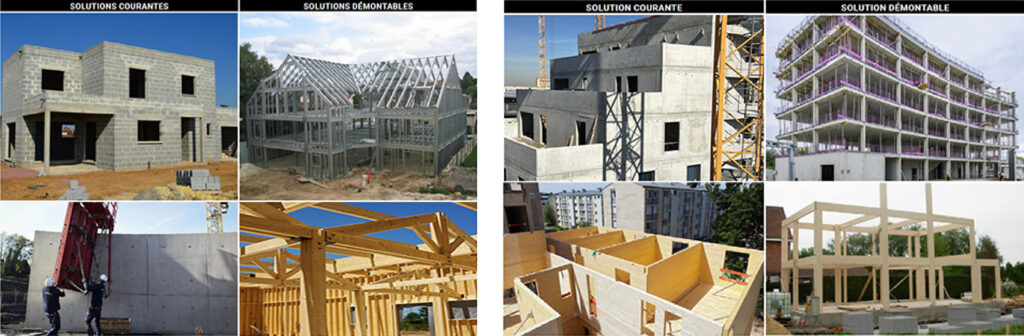 ©Fondation Bâtiment Energie, Guide d’aide à la conception pour la démontabilité , Illustration de solutions courantes/démontables pour la structure