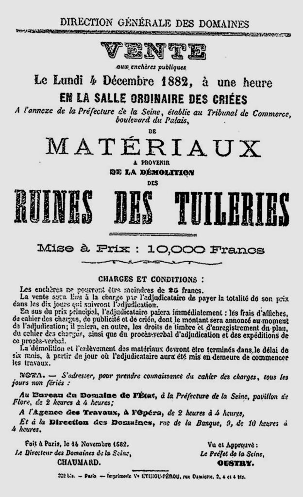 vente aux enchères démolition 1882