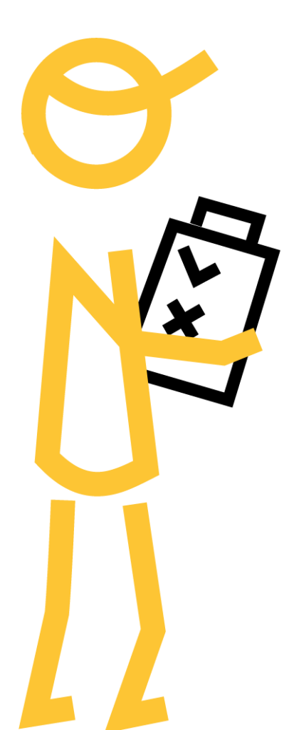 Pictogramme illustrant le diagnostic des ressources et l’évaluation du potentiel de réemploi des matériaux de construction.