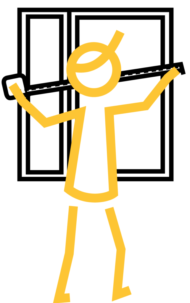 Pictogramme illustrant un opérateur mesurant un matériau réemployable lors d'une visite de diagnostic PEMD.